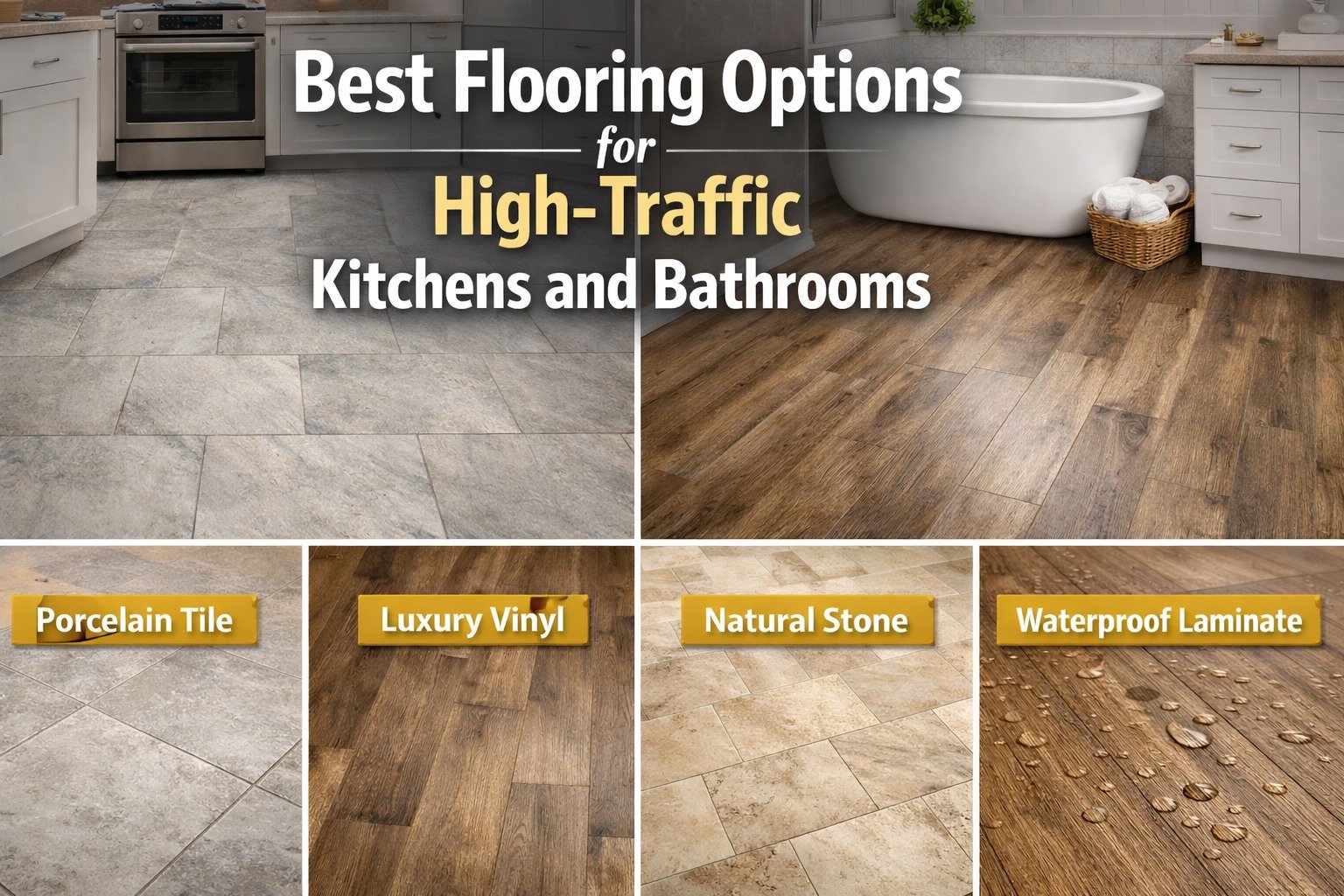 Best flooring options for high-traffic kitchens and bathrooms